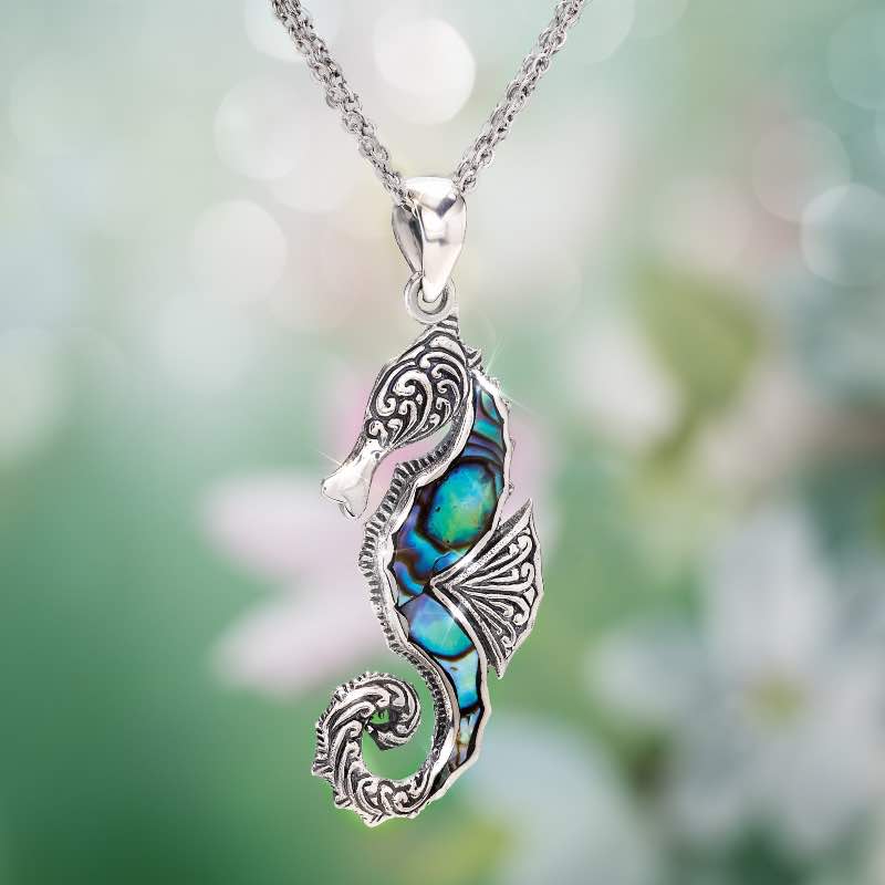 Abalone Nature Seahorse Pendant
